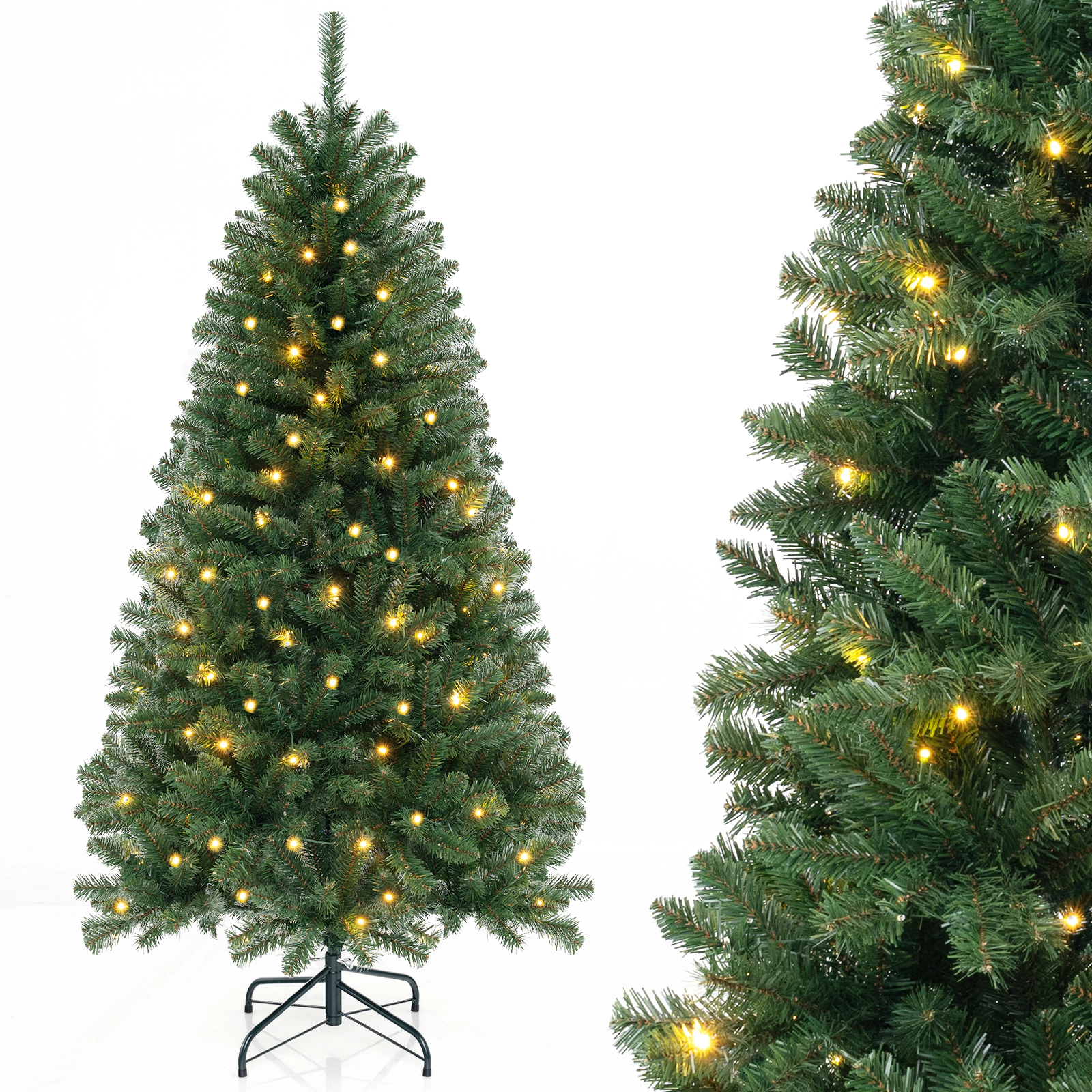 LJG 6/7/8 FT Artificial Christmas Tree with 568/830/1182 Branch Tips and 200/250/400 Warm White LED Lights-M