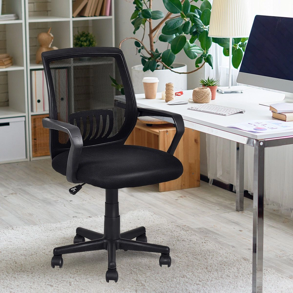 SlickBlue Ergonomic Mesh Office Chair, Rolling Casters, Black