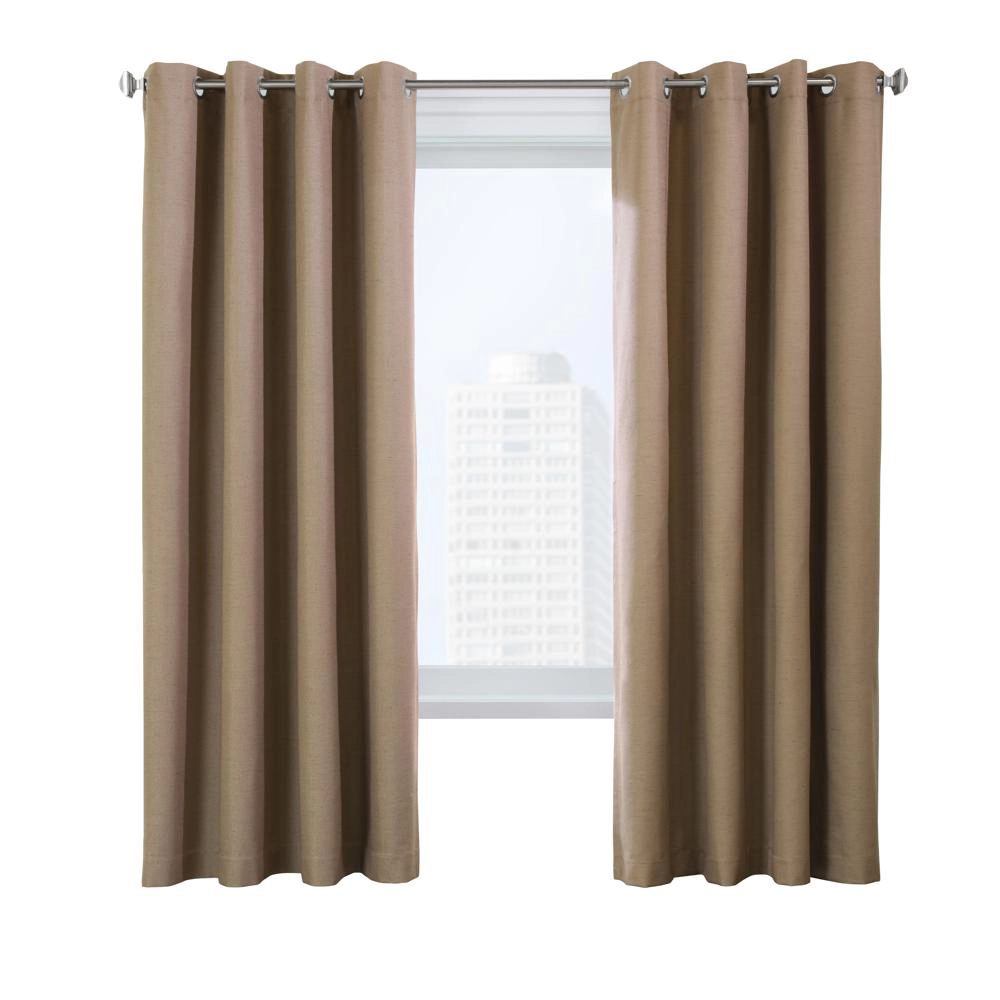 Thermaplus Ventura Blackout Grommet Curtain Panel Pair Frame Windows with Subtle Slub Textured Motif 78" x 84" Pebble