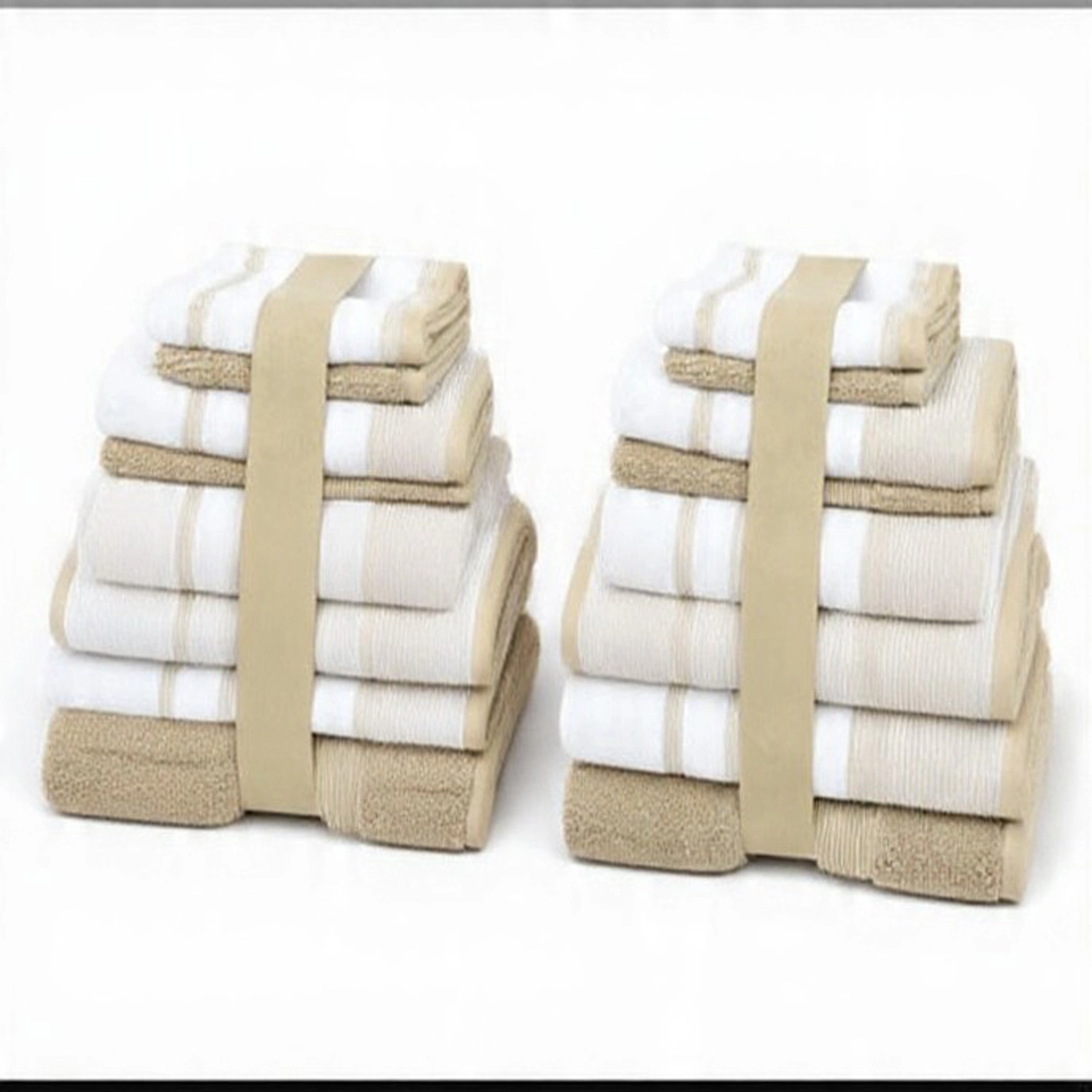 Plazatex Two Tone Zero Twist 100% Cotton Soft & Absorbent 12 Piece