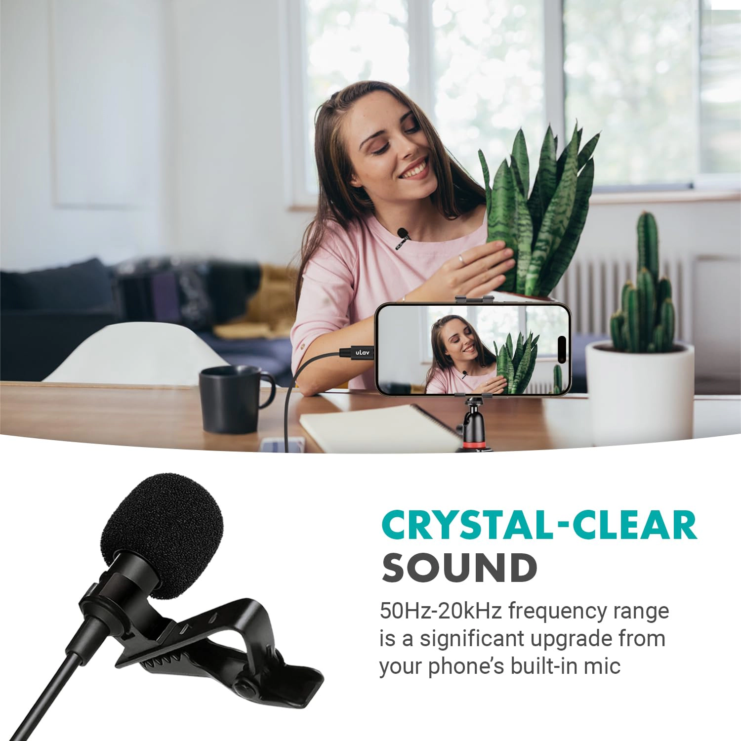 Movo uLav-L Digital Lavalier Omnidirectional Clip on Microphone with USB-C Connector