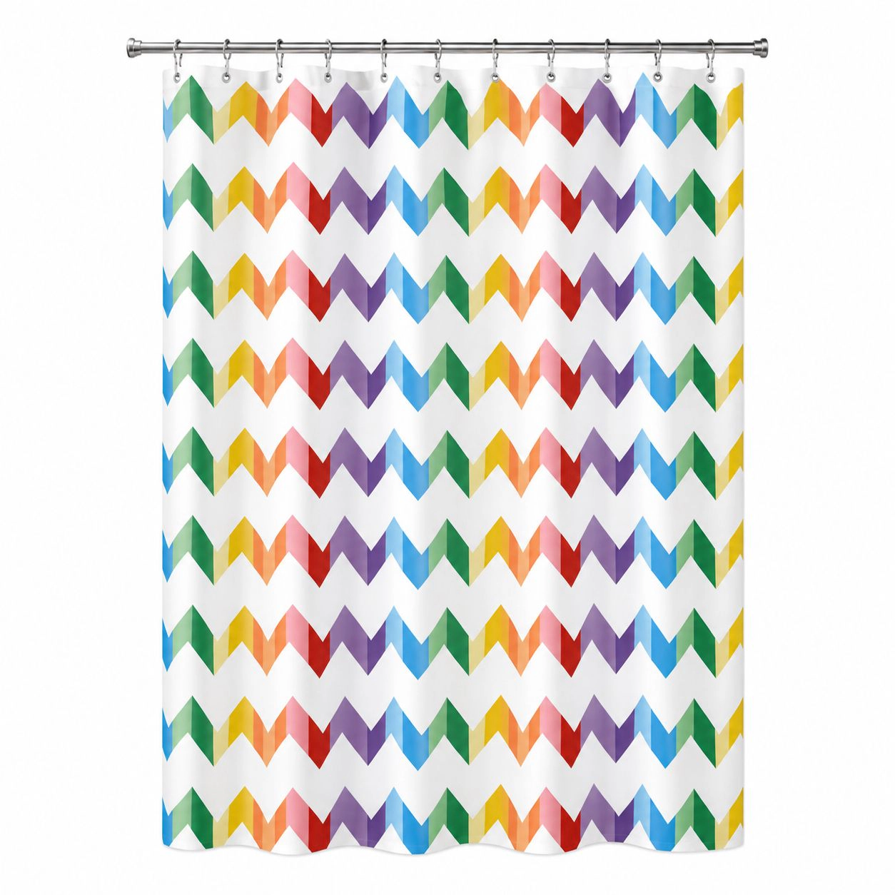 Kate Aurora Home Vivid Rainbow Chevron Fabric Shower Curtain