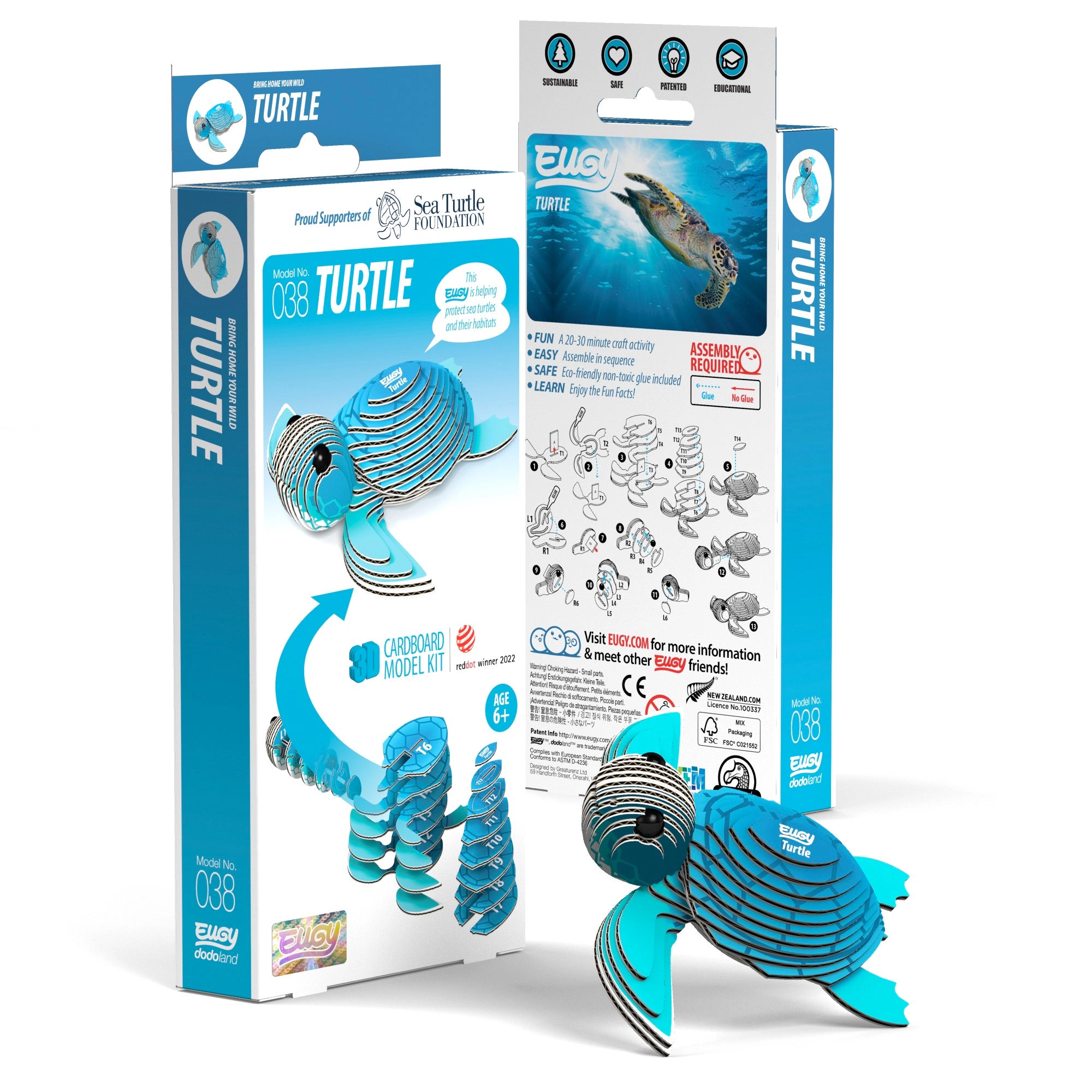 EUGY Turtle 3D Puzzle - contains 26 puzzle pieces