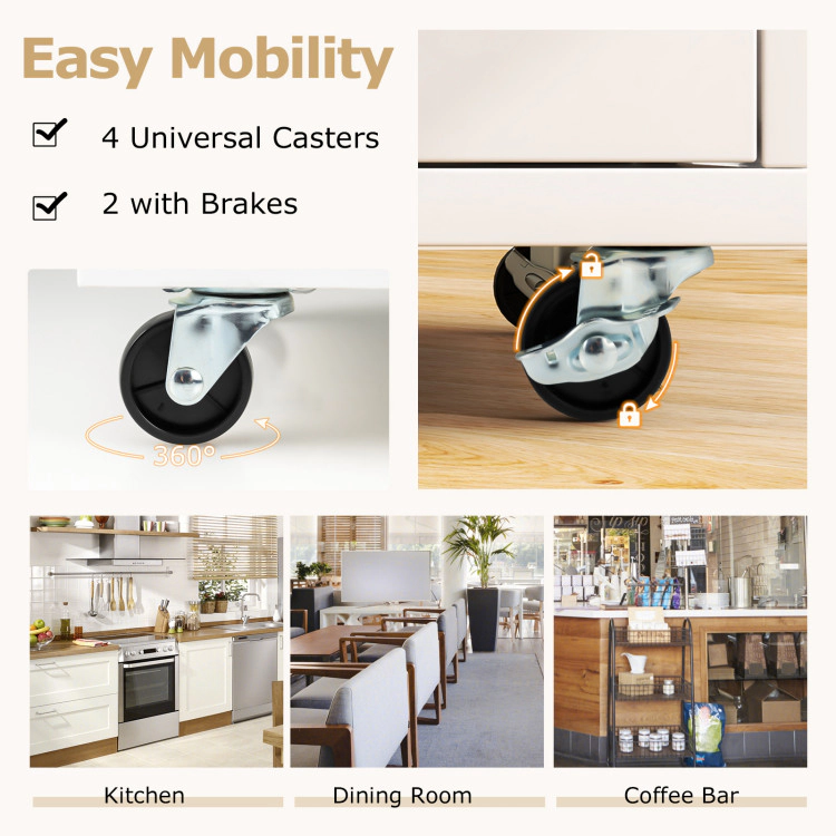 Hivvago Rolling Kitchen Island Cart with Power Outlet for Dining Room