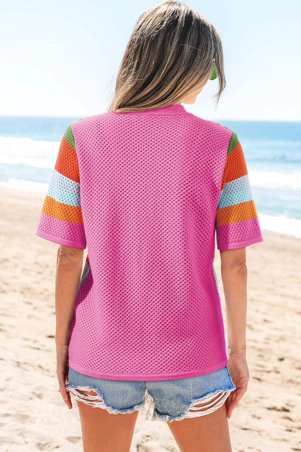 Threaded Pear Women's Marianna Eyelet Casual Sweater Top