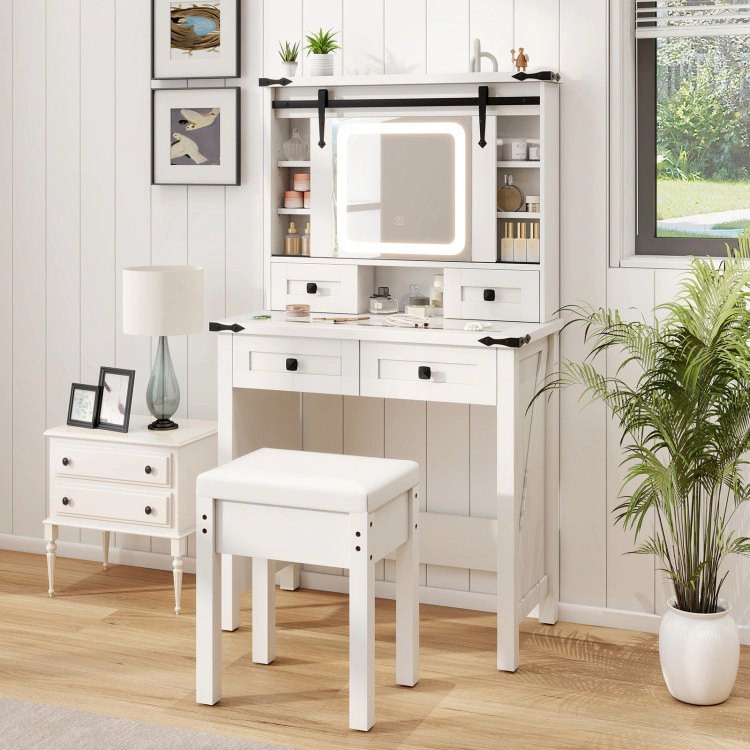 Hivvago Makeup Vanity Desk With Mirror And Adjustable Storage Shelves