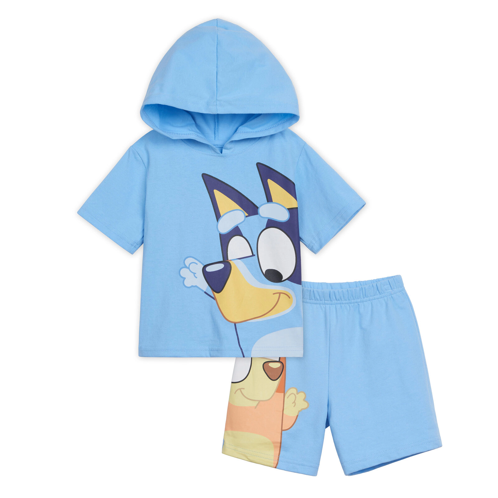 Bluey Boys' 2-Piece Hooded Tee and Shorts Set