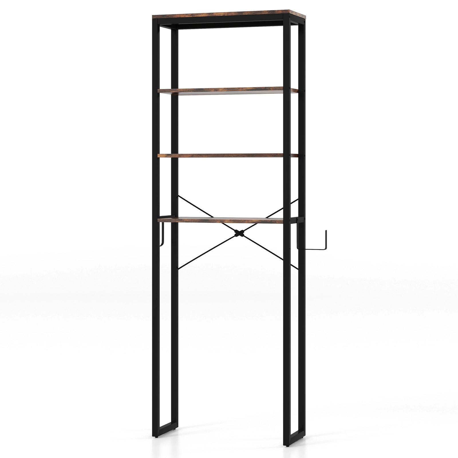 Slickblue Over The Toilet Storage Rack 4 Tier Bathroom Shelf Organizer Metal Wood Unit