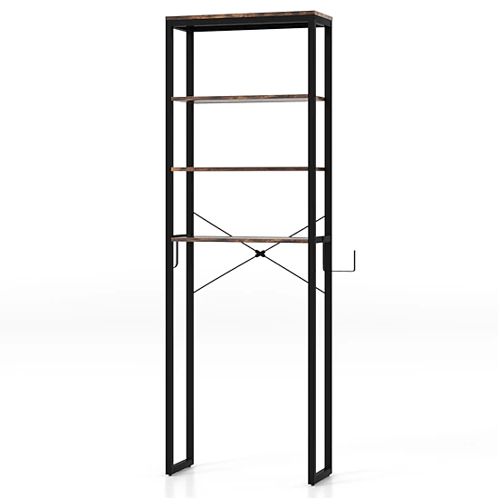 SlickBlue Over The Toilet Storage Rack 4 Tier Bathroom Shelf Organizer Metal Wood Unit