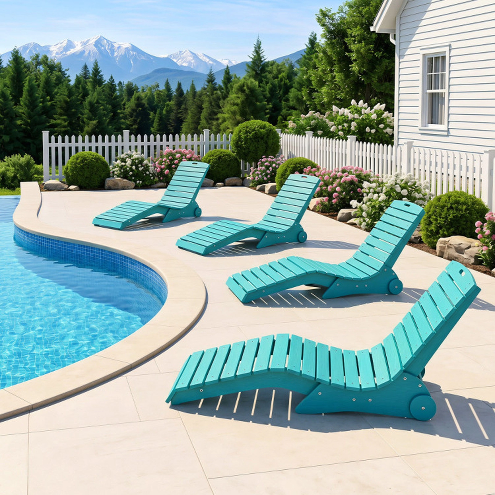 SUGIFT Weighted Anti-Floating HDPE Baja Shelf 450-lb Capacity In-Pool Lounge Chair