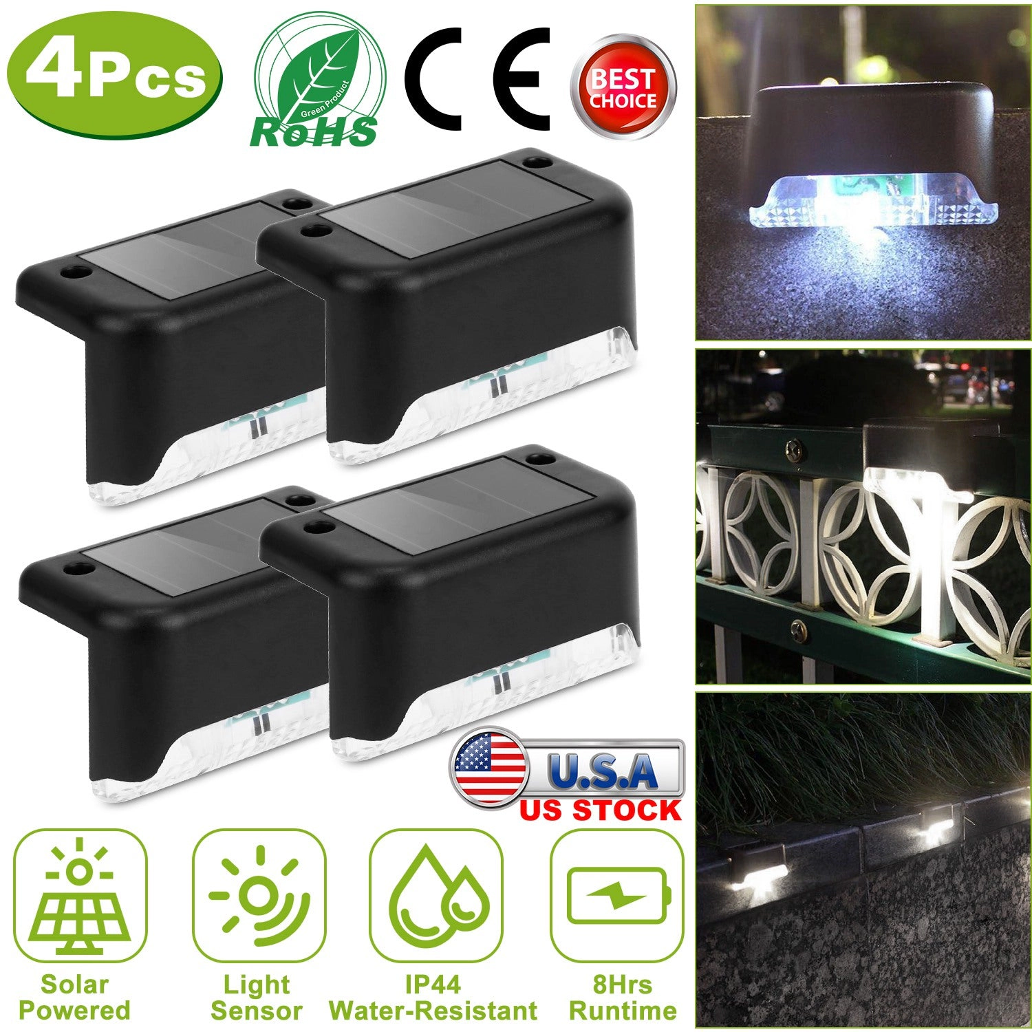 GBruno 4-Pc Solar LED Step Lights