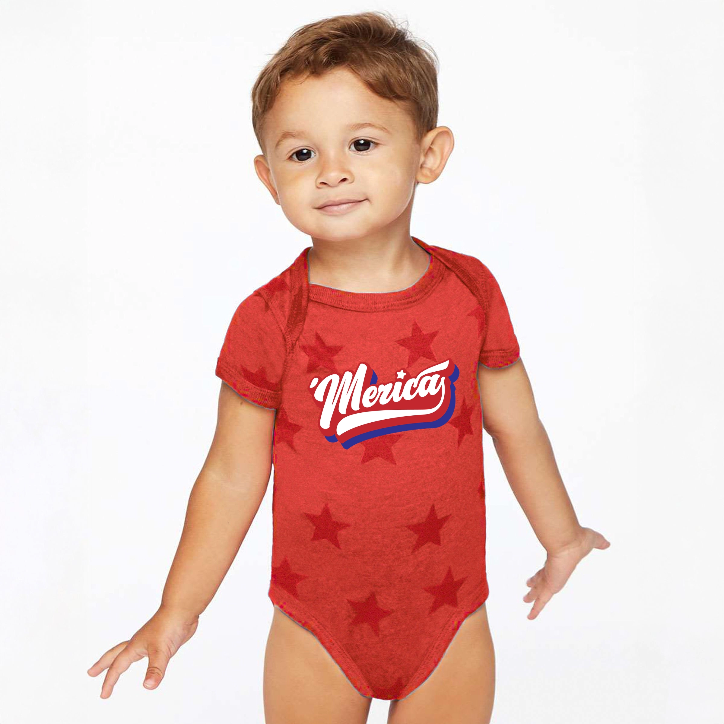 The Juniper Shop - 'Merica Retro Baby Short Sleeve Star Bodysuit