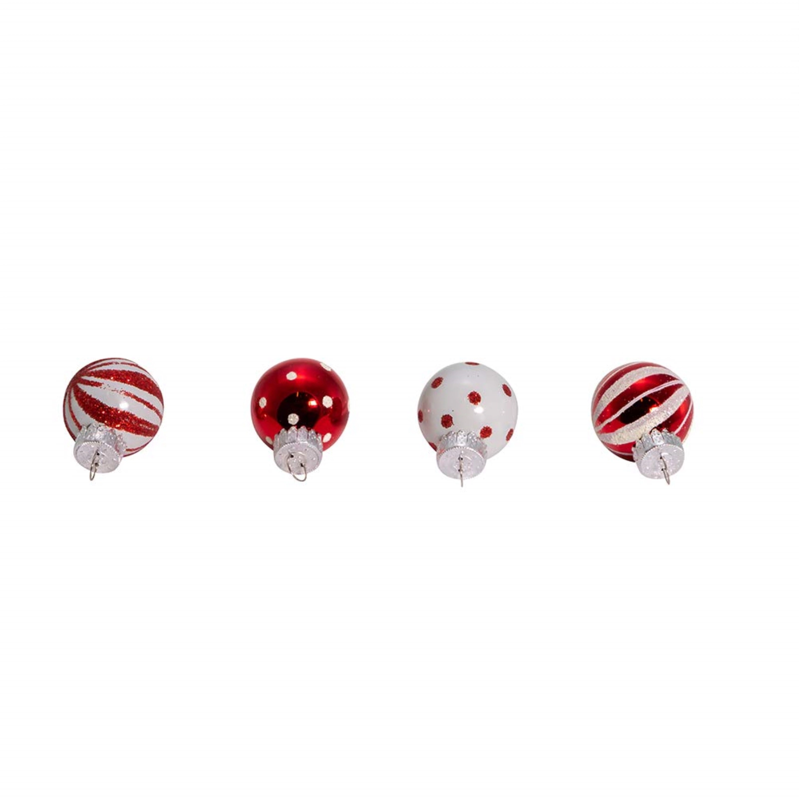 Kurt Adler 25mm Red and White Glass Deco Balls Miniature Christmas Tree Ornaments 12 piece set 1 inch