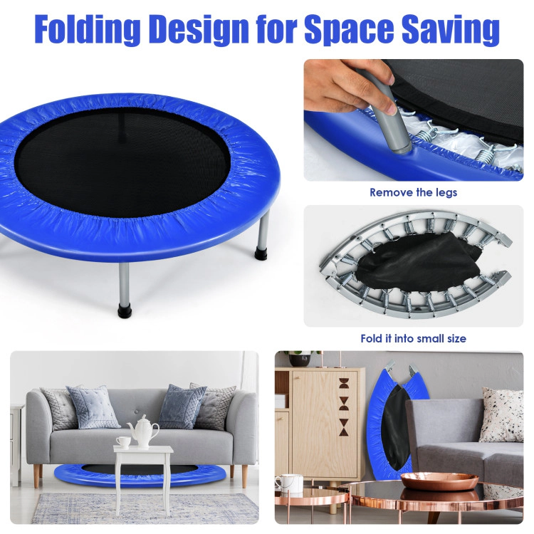 Hivvago 38 Inch Mini Folding Trampoline Portable Leisure Fitness Backboard