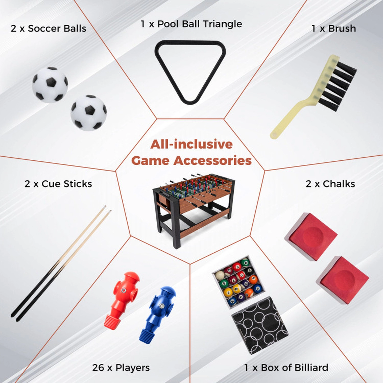 SUGIFT 54-Inch 2-in-1 Flip-and-Lock Foosball and Billiard Table, Black and Brown