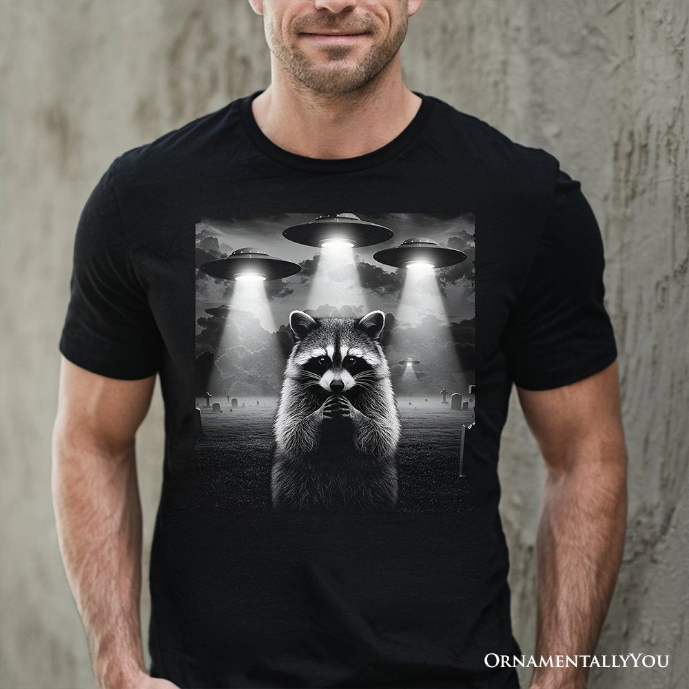 OrnamentallyYou Unisex Funny Raccoon UFO T-Shirt