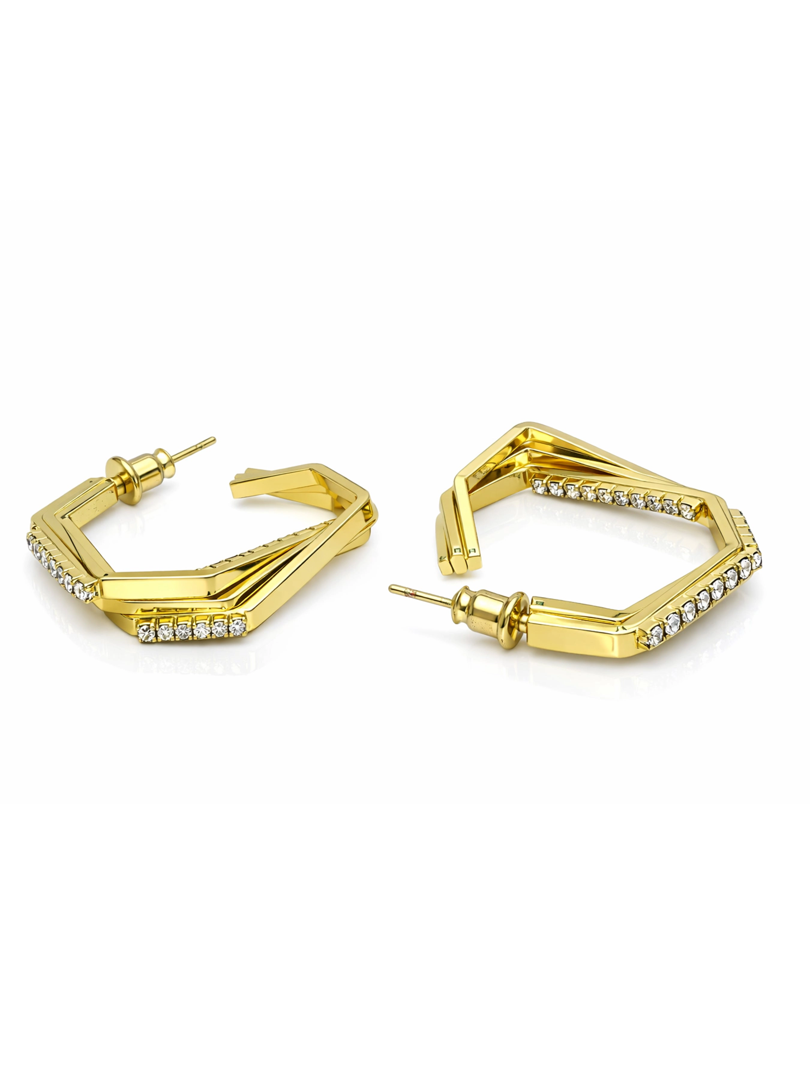 AGP PARIS Womens Angular Pavé Hoop Earrings