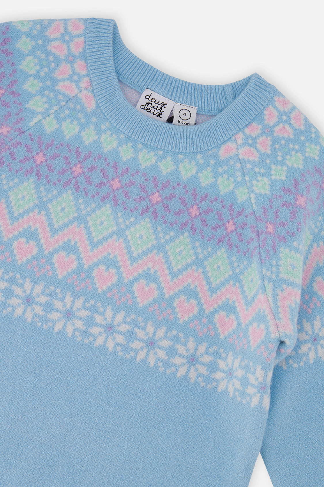 Deux par Girls Fair Isle Yoke Raglan Sleeve Knit Dress