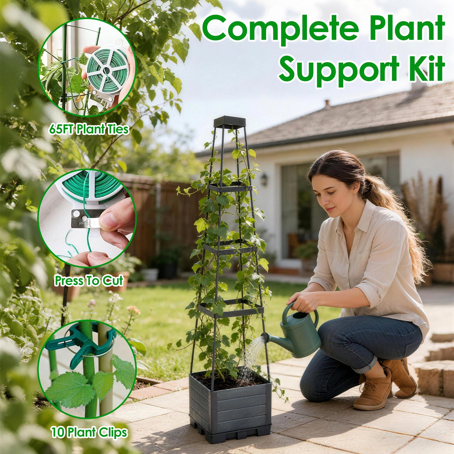 GBruno Self-Watering Raised Garden Bed With Trellis