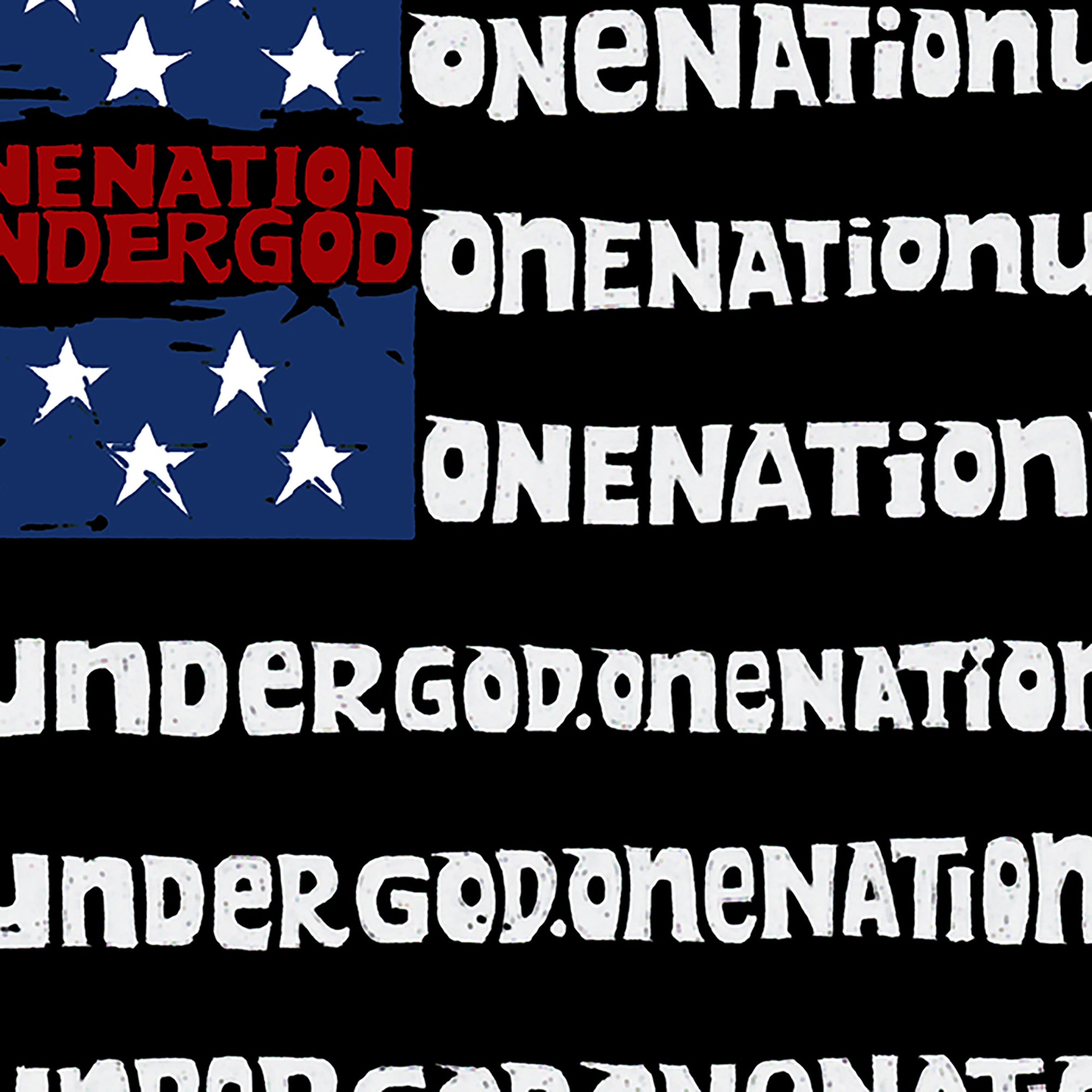LA Pop Art Men's Cotton-Poly Word T-Shirt - "One Nation Under God" Flag