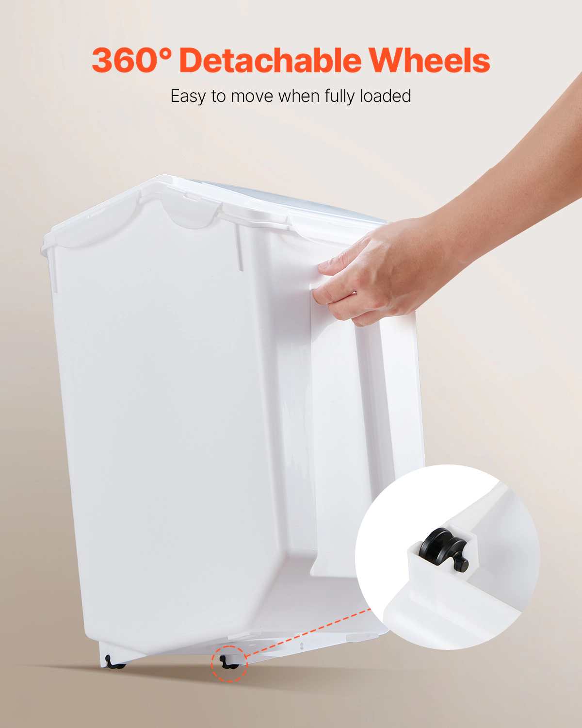 HONGGE Rice Storage Container Dog Food Dispenser Bin with Airtight Lid
