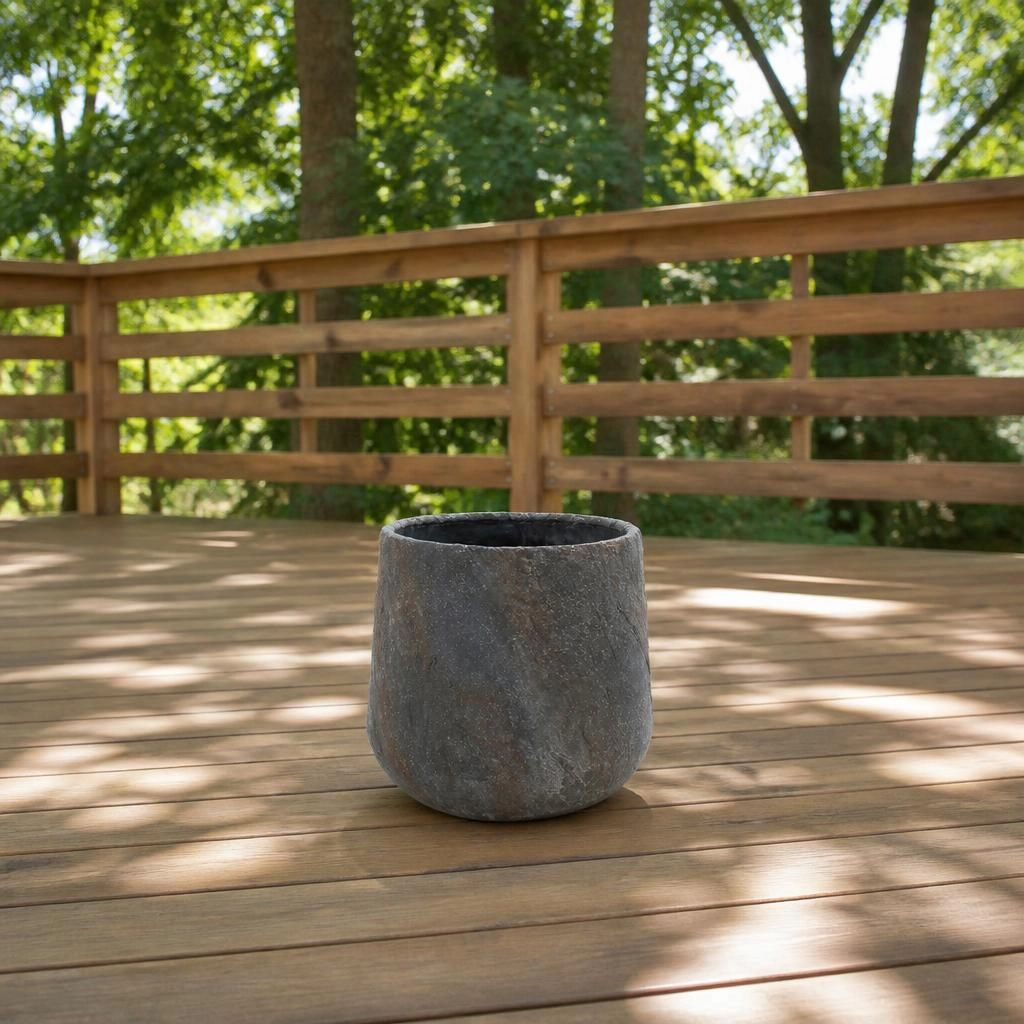 WOW PIONEER Round Solid Cement Planter Pot for Flowers Herbs Trees Indoor Outdoor Patio Balcony