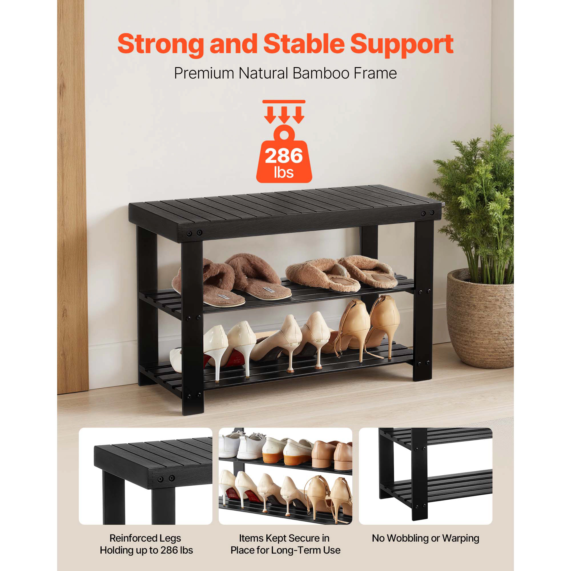 HONGGE Shoe Storage Bench for Hallway Entryway Bedroom