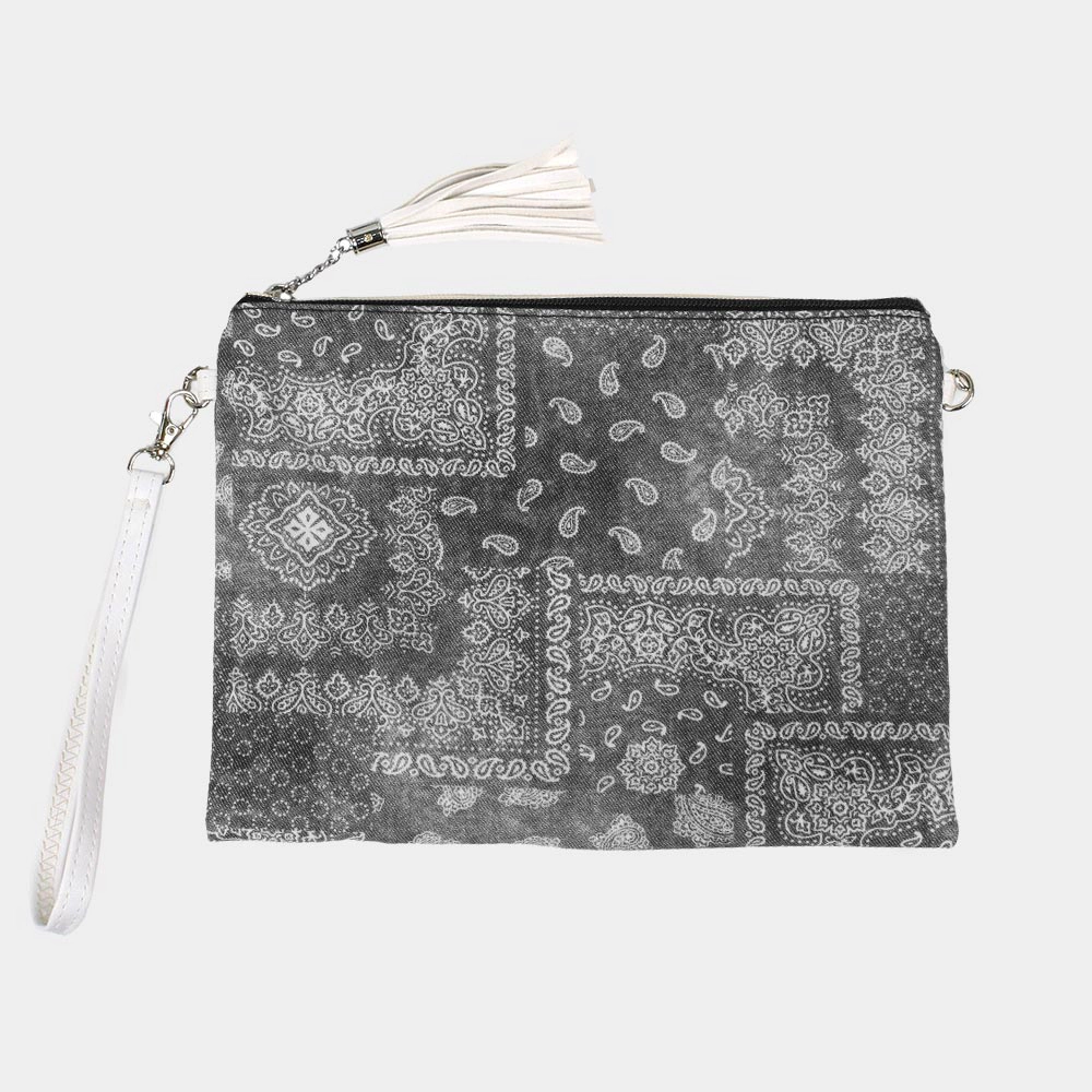 Fashnzfab Paisley Patterned Wristlet Clutch / Crossbody Bag