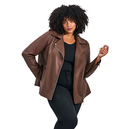 Avenue Women's Plus Size Jane  Leather Jacket