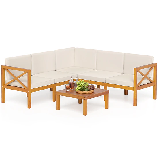 SUGIFT 8-Piece Gray PE Rattan Patio Sectional Set with Storage Box and Glass Table