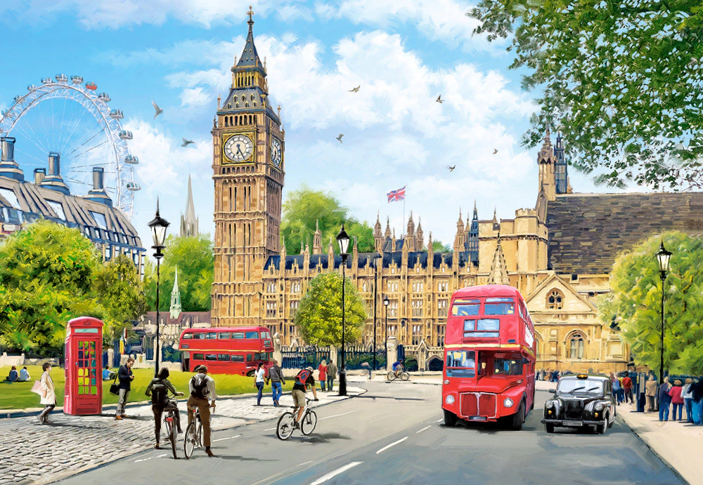 CASTORLAND 1000 Piece Jigsaw Puzzles, Busy Morning in London, United Kingdom, Great Britain, England, C-104963-2