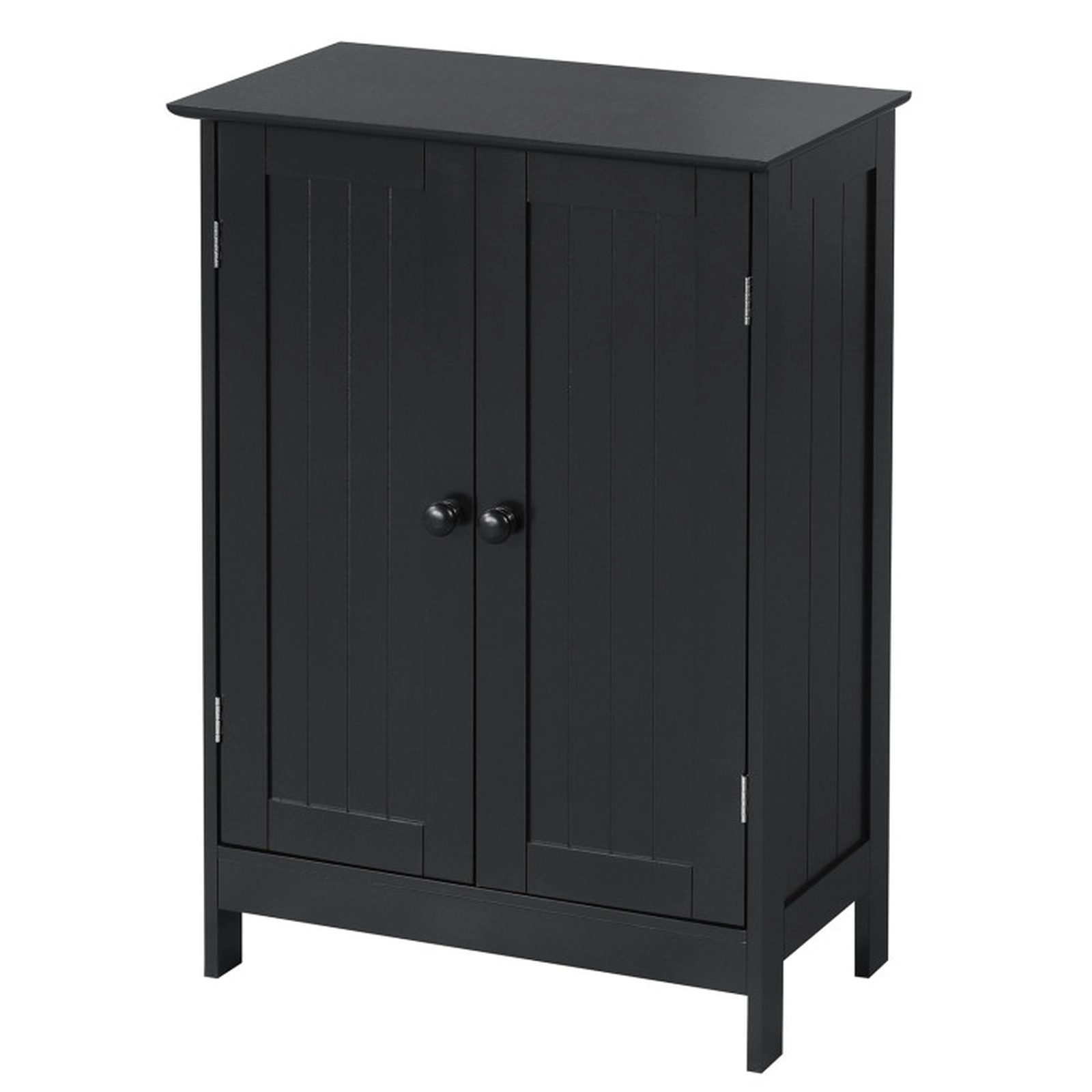 SUGIFT Black 176-lb Top Capacity 2-Door Freestanding Bathroom Storage Cabinet with 3-Level Adjustable Shelf