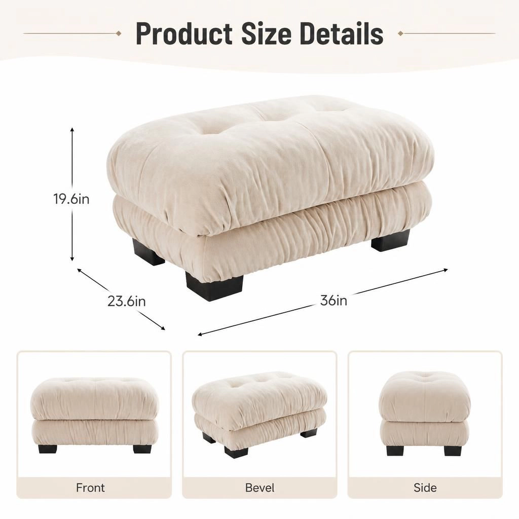 GOODSILO Upholstered Rectangular Multi Use Ottoman