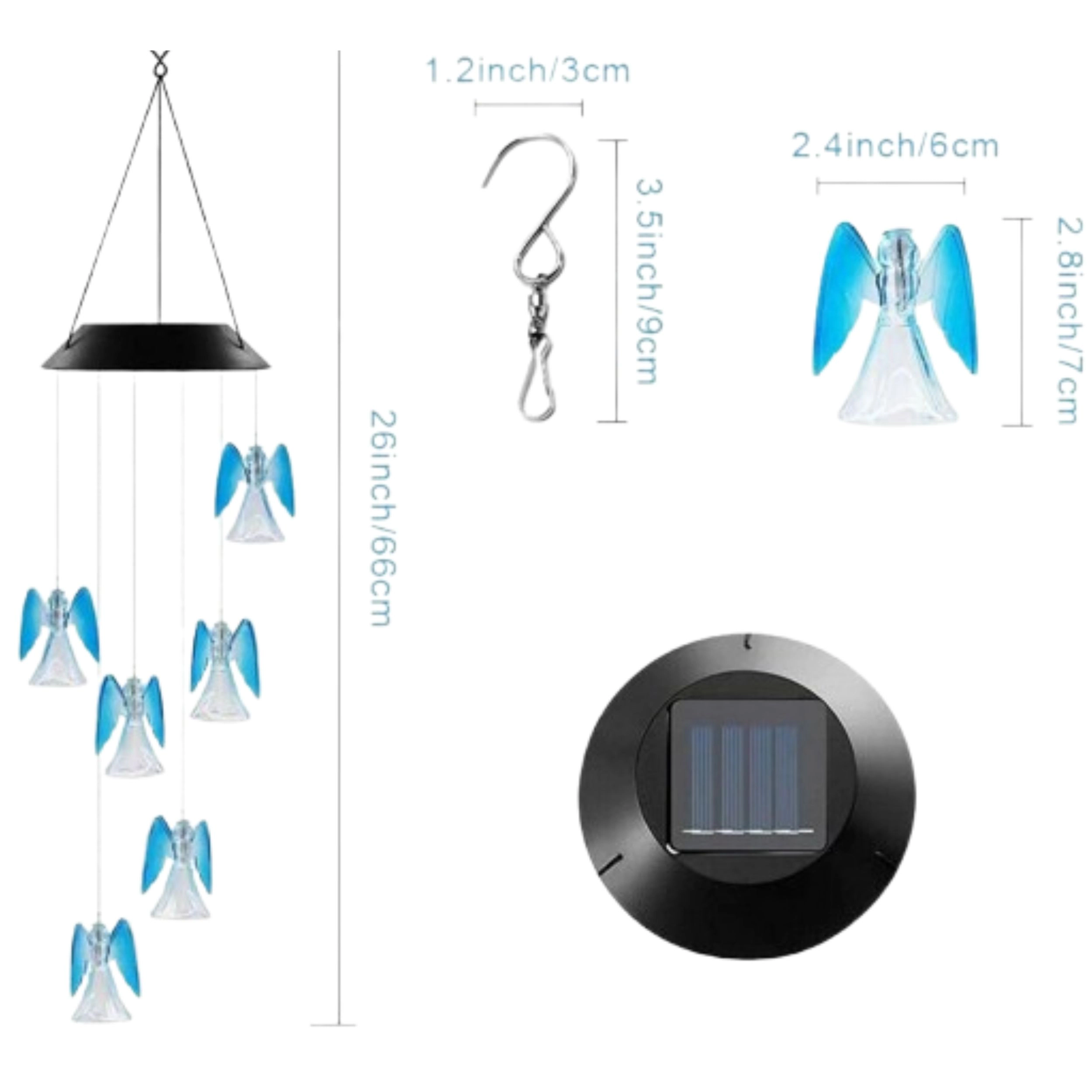 Home Collection Solar Color Changing LED Angel Wind Chime Light