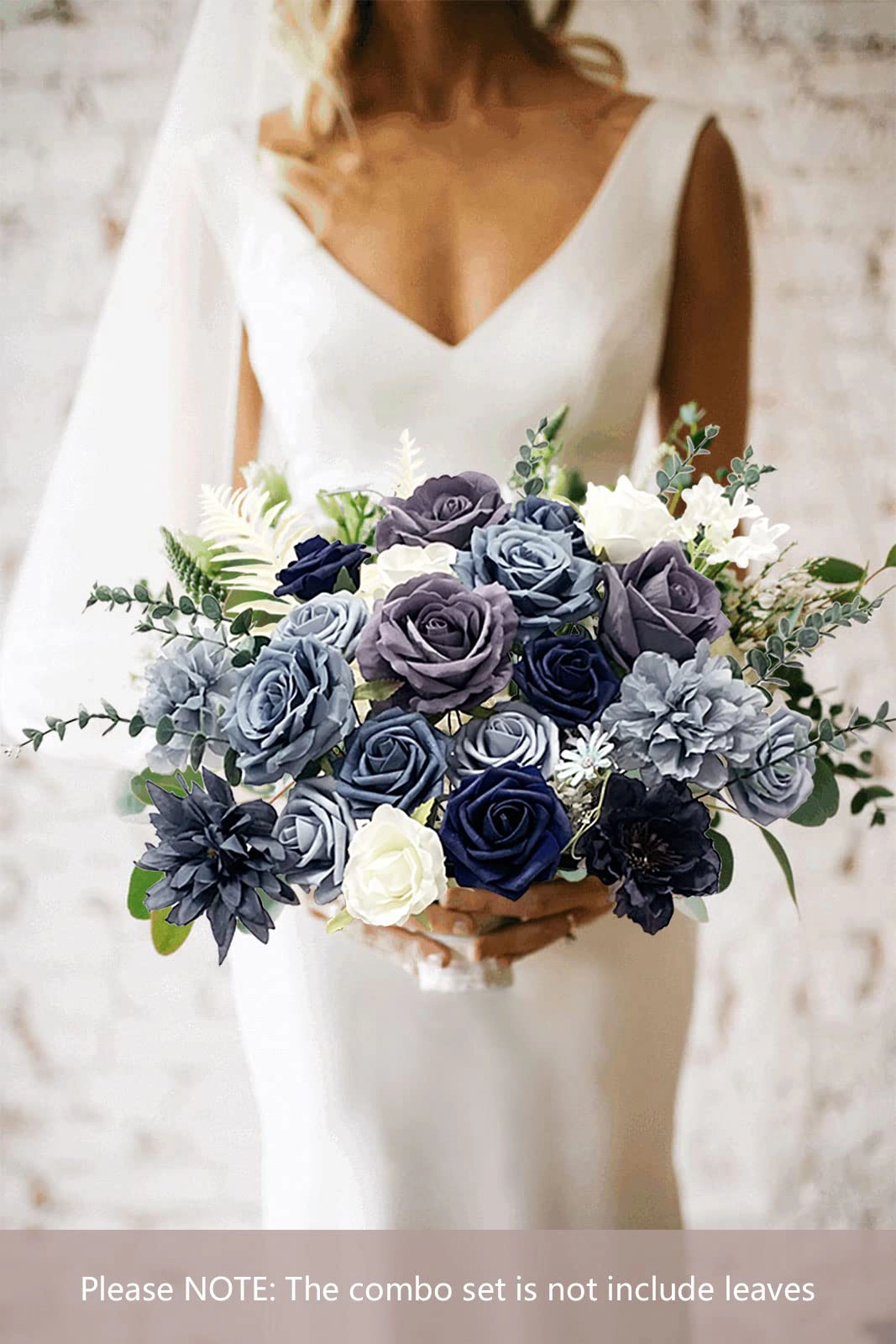 PUPWE Roses Artificial Flowers Dusty Blue Bouquet Flower With Stem