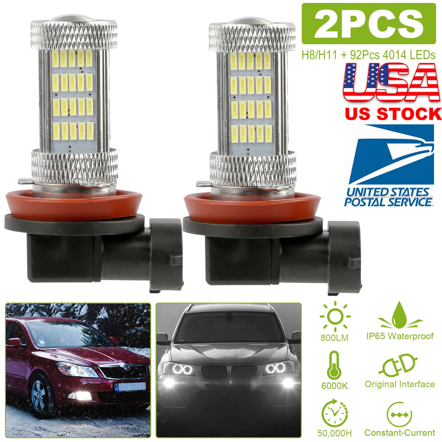 GBruno 2-Piece H8/H9/H11 LED Fog Light Bulbs