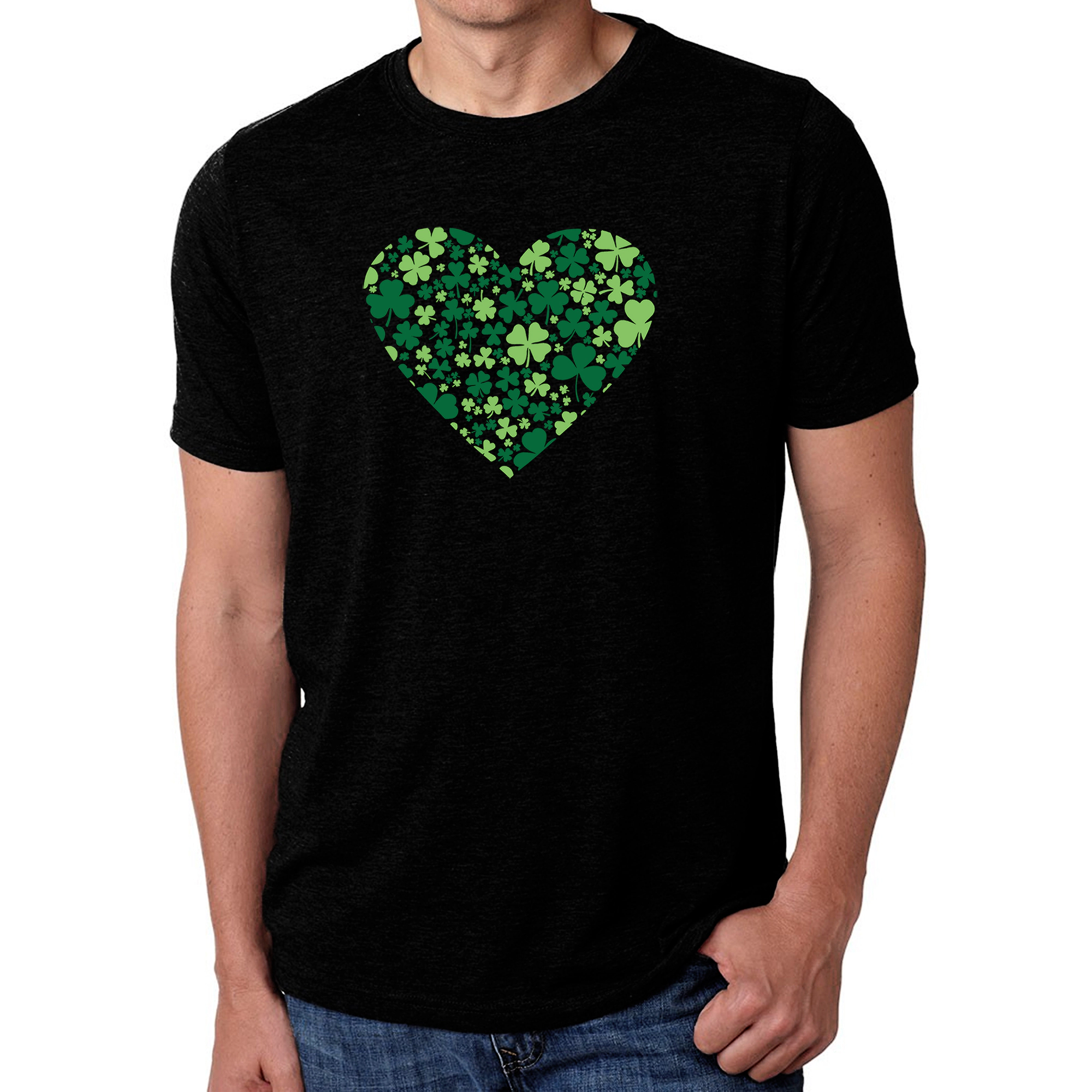 LA Pop Art Men's Cotton-Poly Clover Heart Graphic T-Shirt