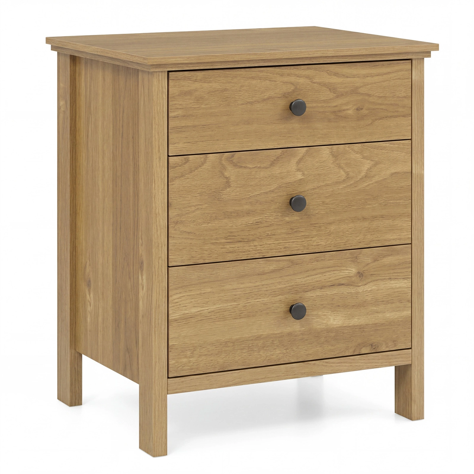 SUGIFT 3-Drawer Nightstand Bedside Table 135-lb Tabletop Capacity with Storage Walnut/White/Black