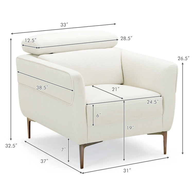 Hivvago Stylish Upholstered Armchair with Flexible Headrest