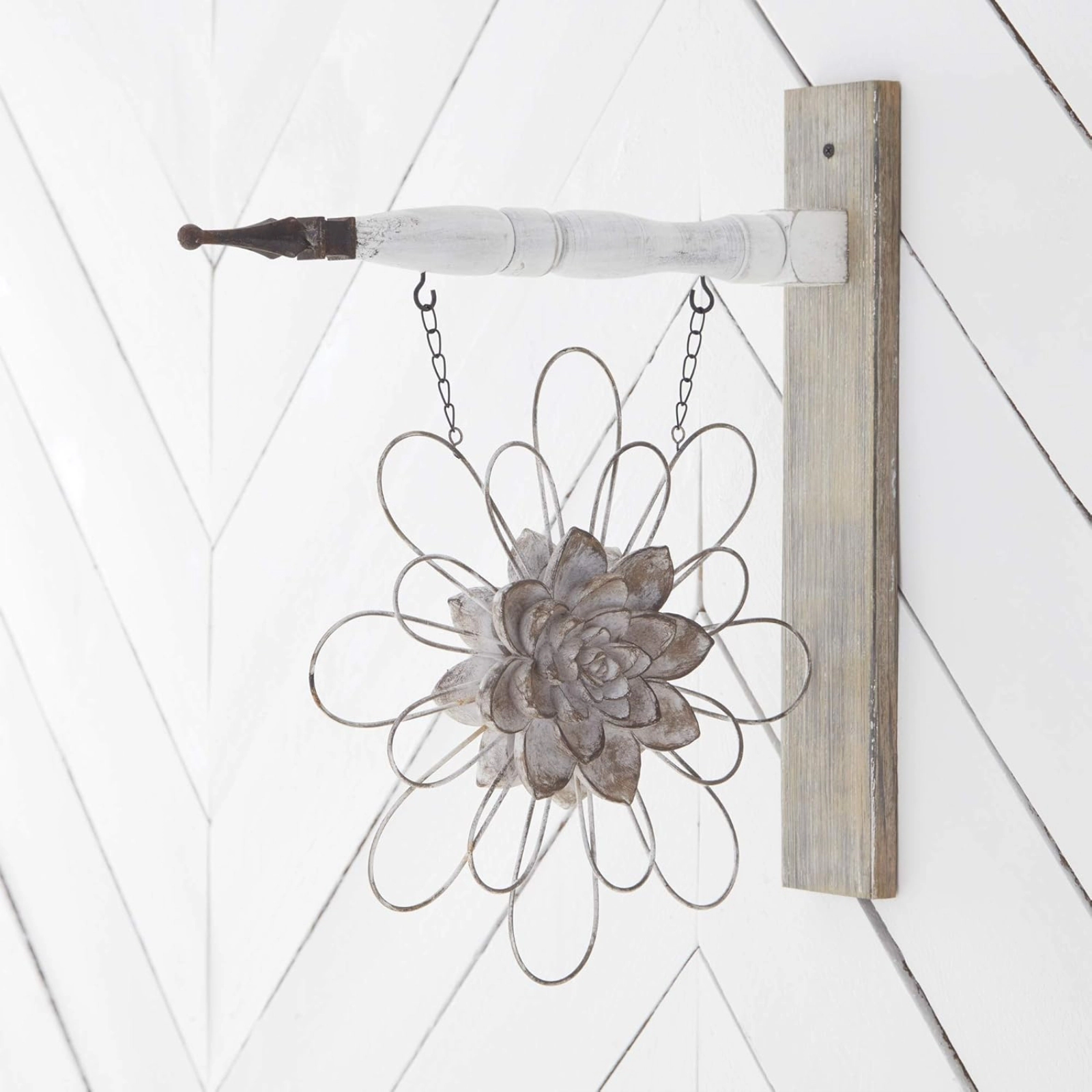 K&K Interiors Gray Metal Wire Flower with Resin Center Arrow Replacement Sign 13.5 inch - Arrow Sold Separately