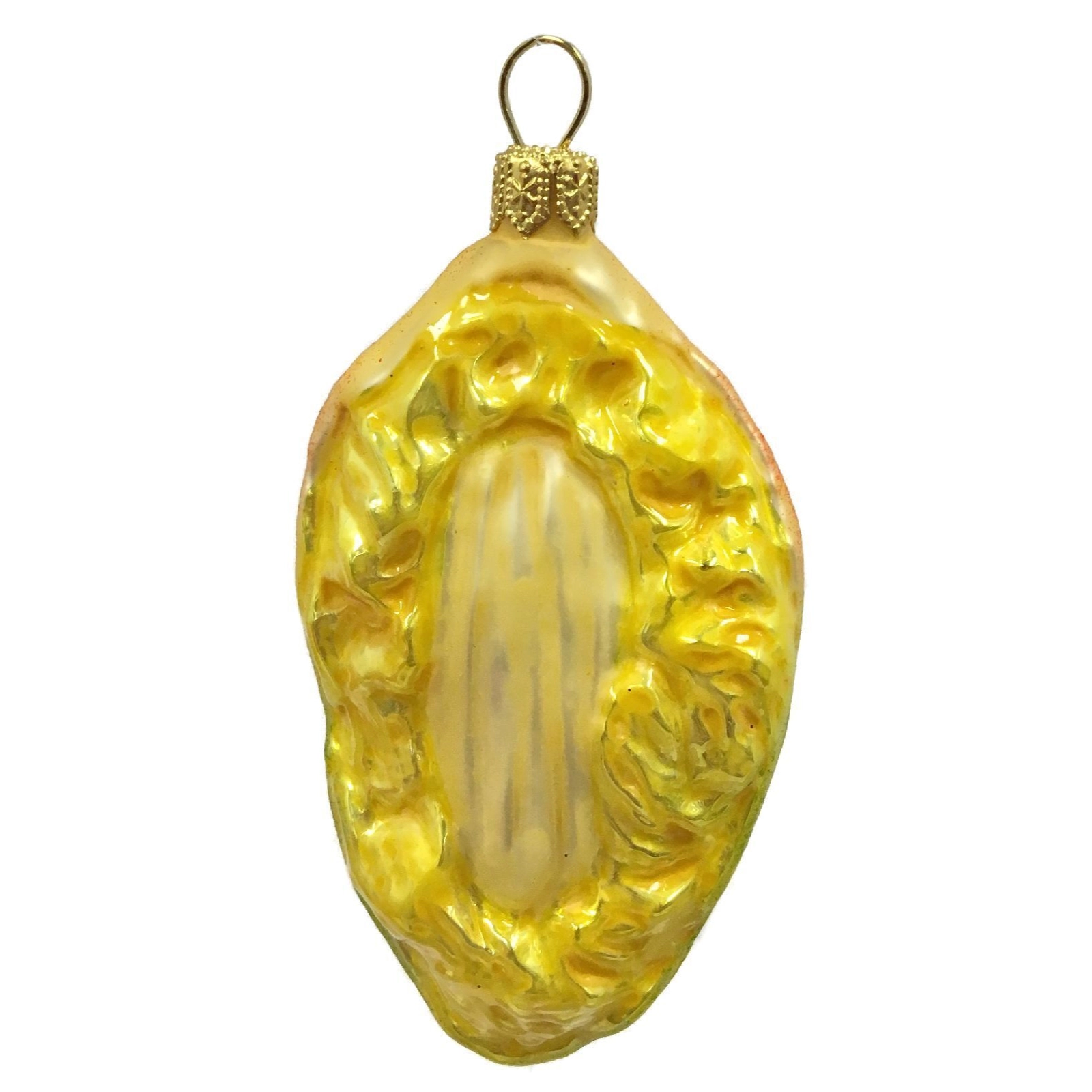 Pinnacle Peak Trading Company Slice of Mango Fruit Polish Glass Christmas Ornament Food Decoration Set of 2