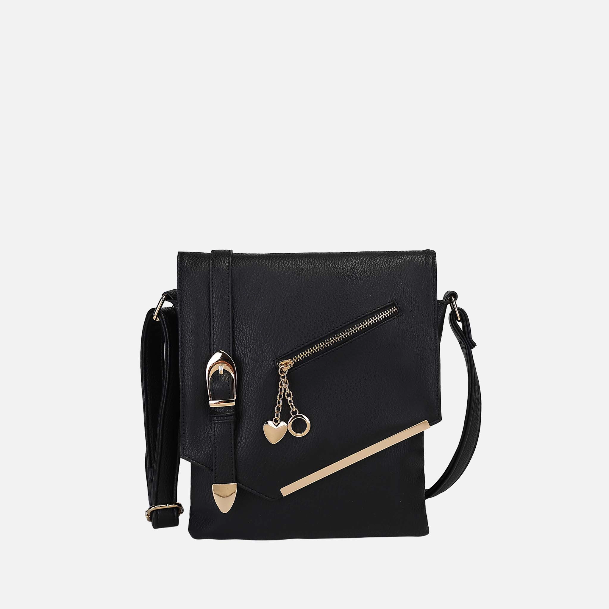 Mia K Collection Jasmine Vegan Leather Crossbody Bag - Gold-Tone Hardware
