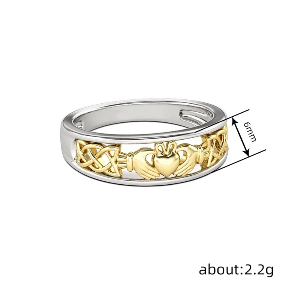 18K Gold Plated Crown Heart Ring Unique Dual-Tone Love Jewelry for Women