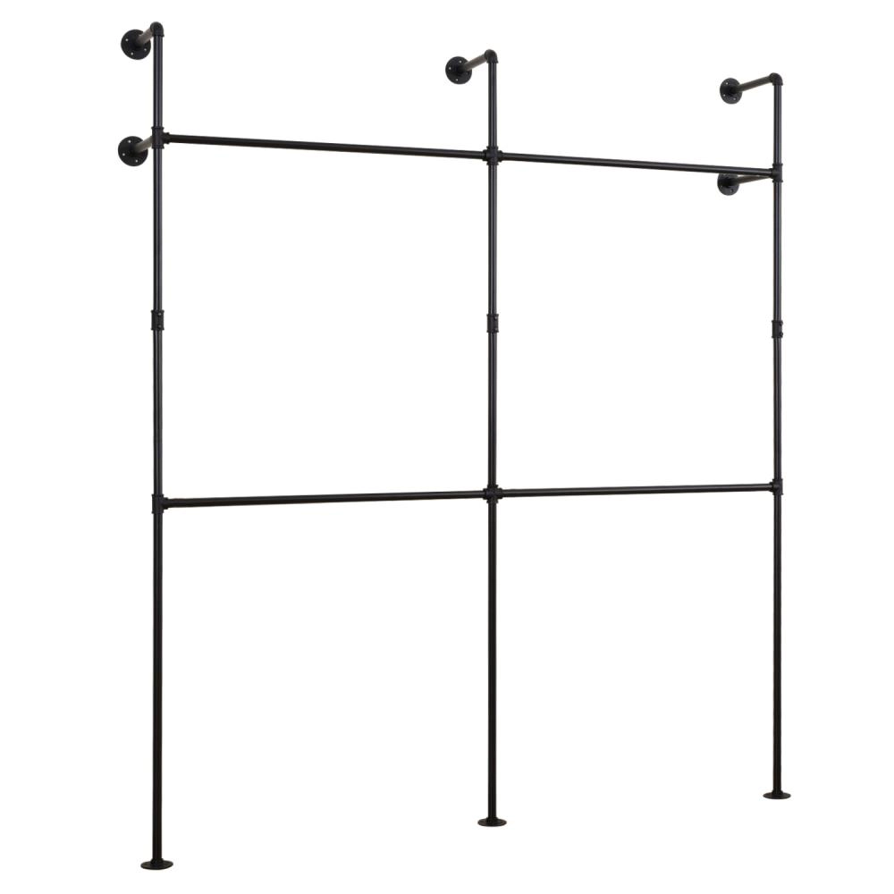 Hivvago Wall Mounted Pipe Clothing Rack with 4 Hanging Rods