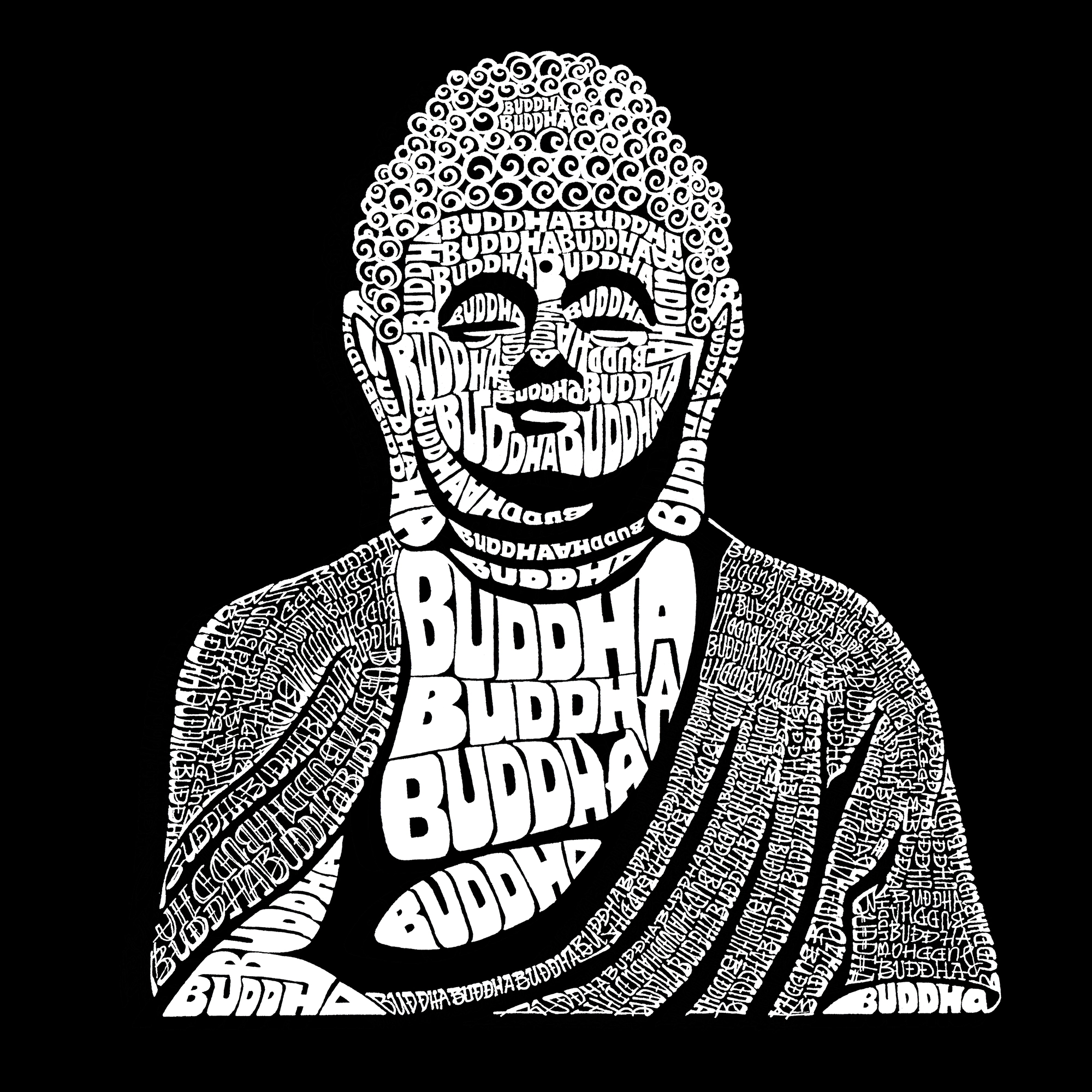 LA Pop Art Men's Buddha Word T-Shirt - 100% Cotton, Regular Fit, Crew Neck, Short Sleeve