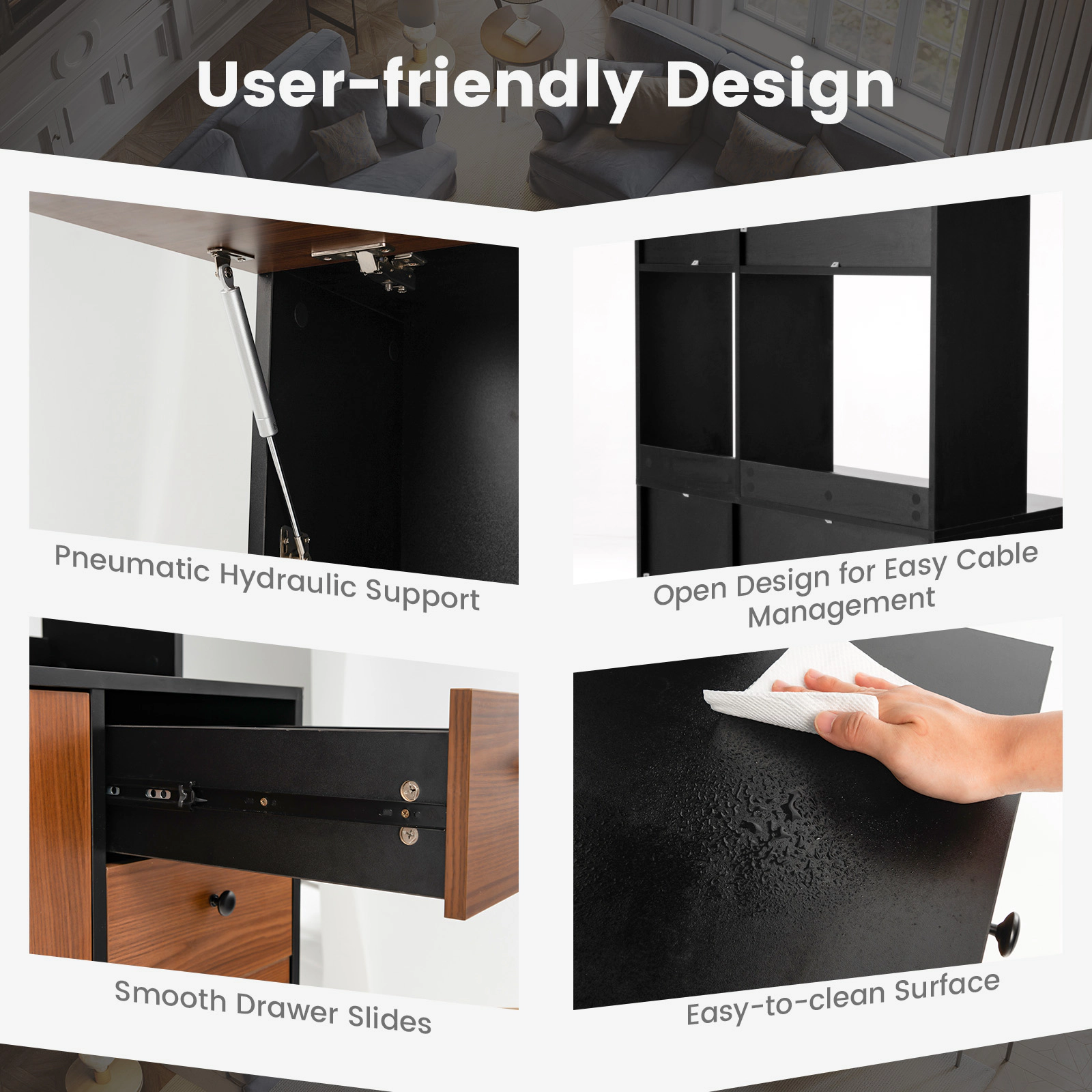 Glintex 71-Inch Kitchen Pantry with 3 Cabinets and Deep Drawers