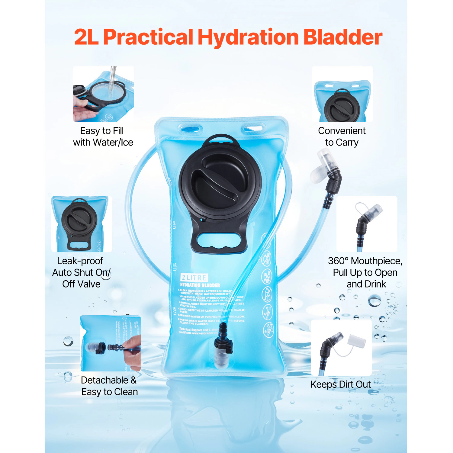 HONGGE Hydration Backpack Insulated Pack with TPU Water Bladder Hiking Storage