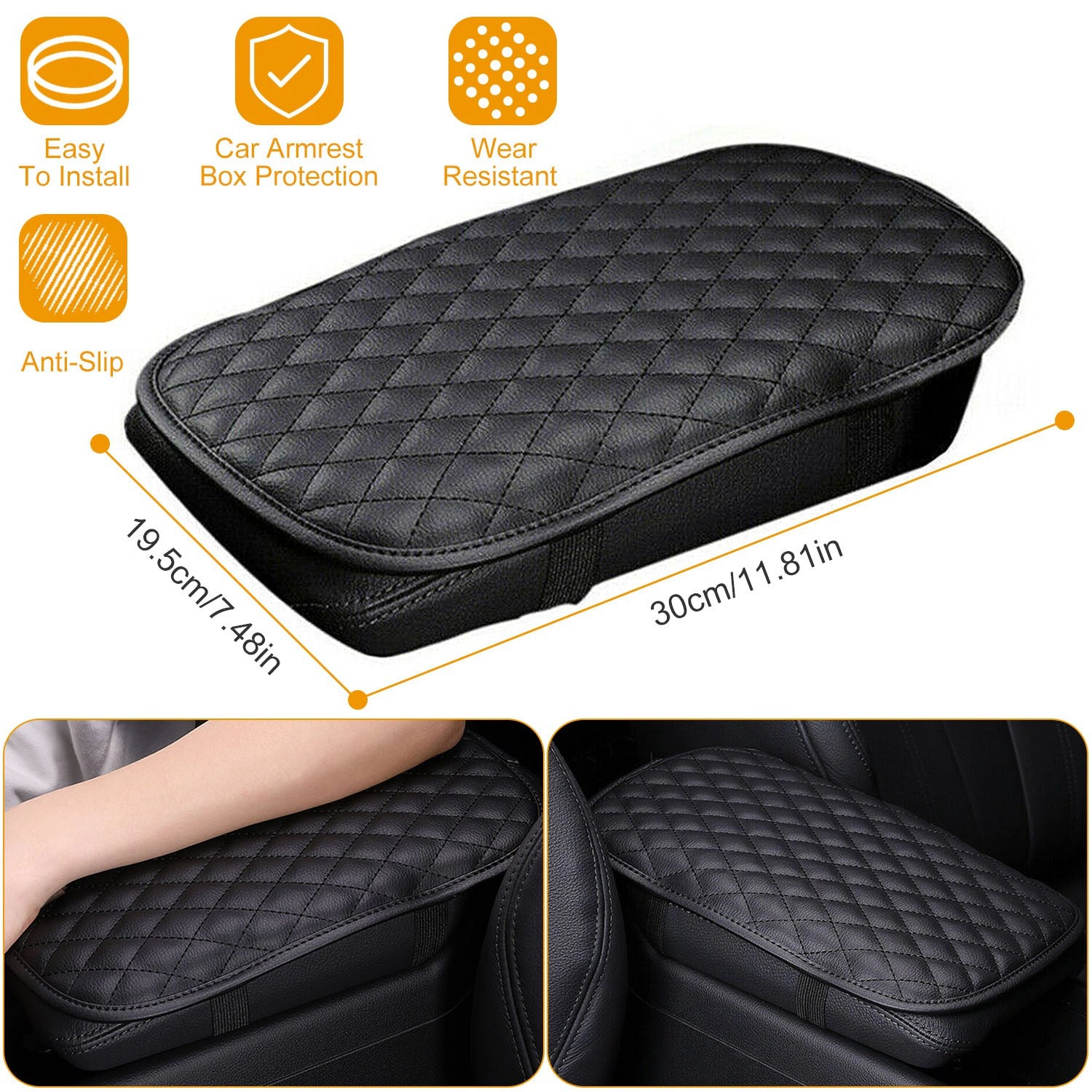 GBruno PU Leather Car Armrest Pad Cover