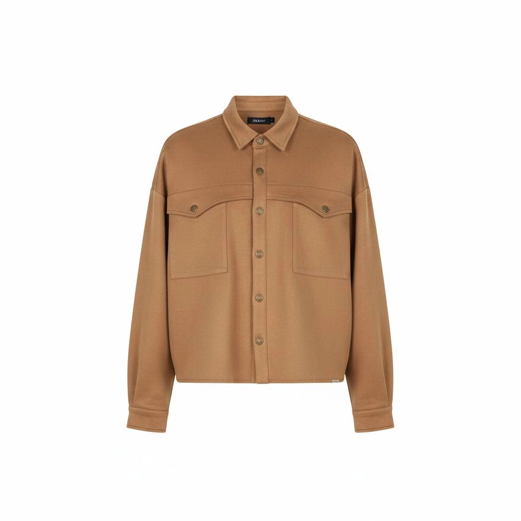 Enigma Meadows Oversized Cropped Long Sleeve Button Down Shirt with Pockets
