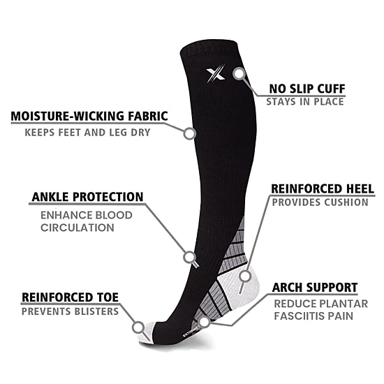 Extreme Fit Unisex Sports Compression Socks - Made For Running, Athletics, Pregnancy And Travel - 6 Pair